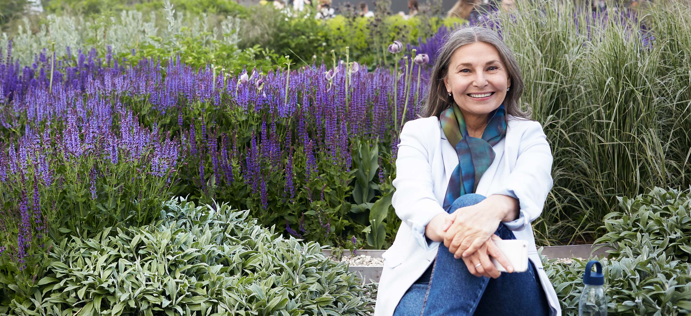 Person sitting at a garden