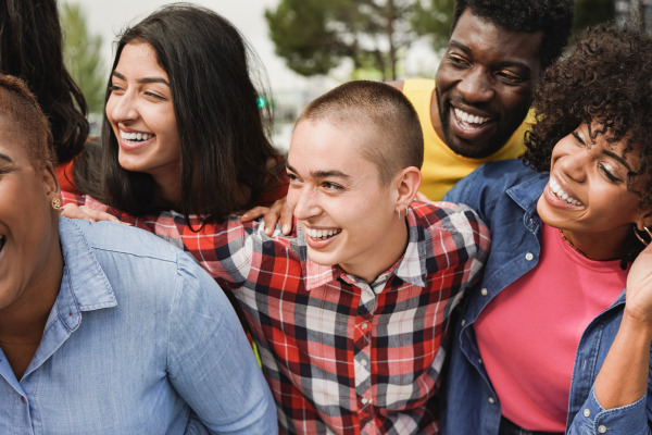 People having fun and smiling