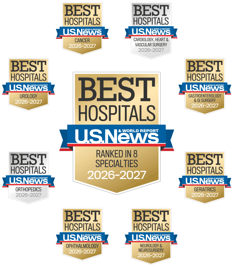 U.S. News & World Report Best Hospitals Badge Ranked in 8 Specialties 2026-27